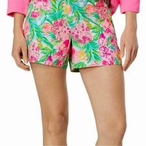 Lilly Pulitzer Pull-On shorts White Pear Pink and Green Ocean view